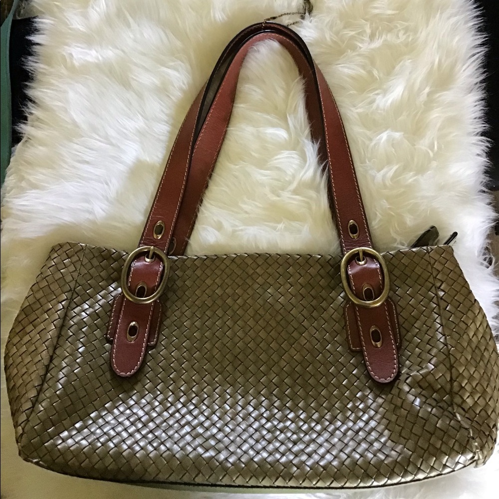 Fossil Purse Woven Green/Brown Like New